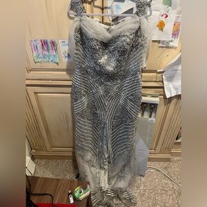 Silver formal dress size 14 Terani couture